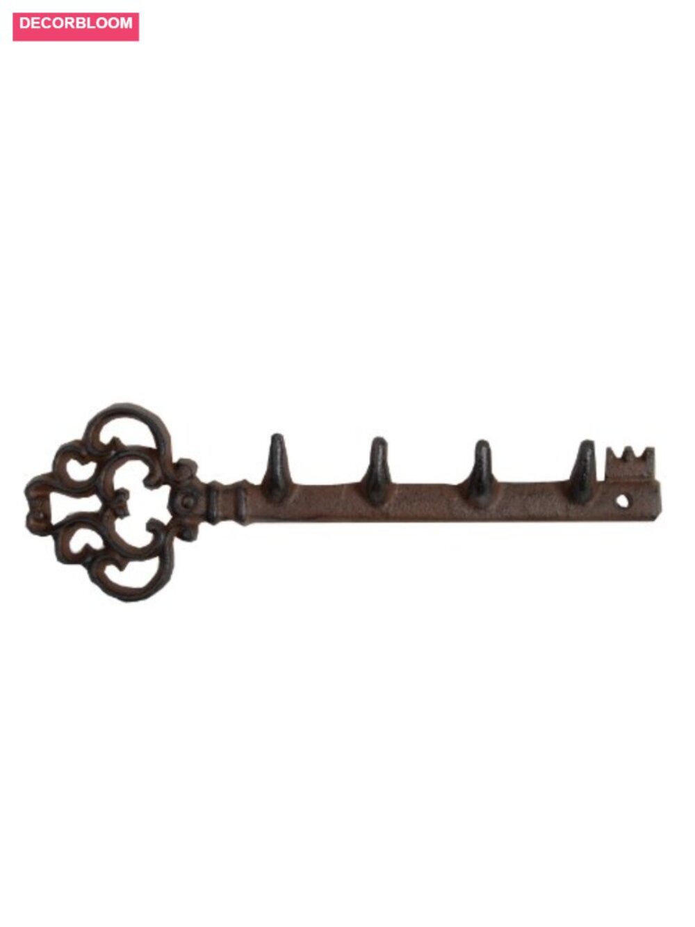 Cast Iron Wall Mount Key Hanger 4 Hooks Antique Victorian Rust Finish - Picture 1 of 1